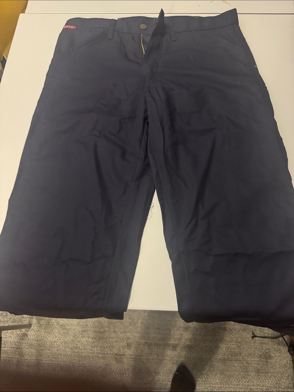 Men's Dark Navy Work Pants with Red Logo Tab